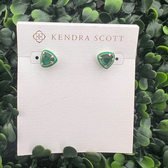Kendra Scott Enamel Arden Studs Emerald Illusion - Picture 1 of 4